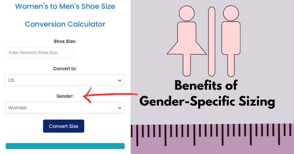Benefits of Gender-Specific Sizing in women's to men's shoe size conversion calculator