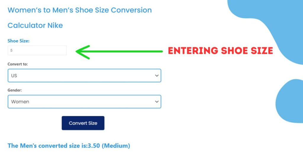 Entering Shoe Size  Women’s to Men’s Shoe Size Conversion Calculator Nike
