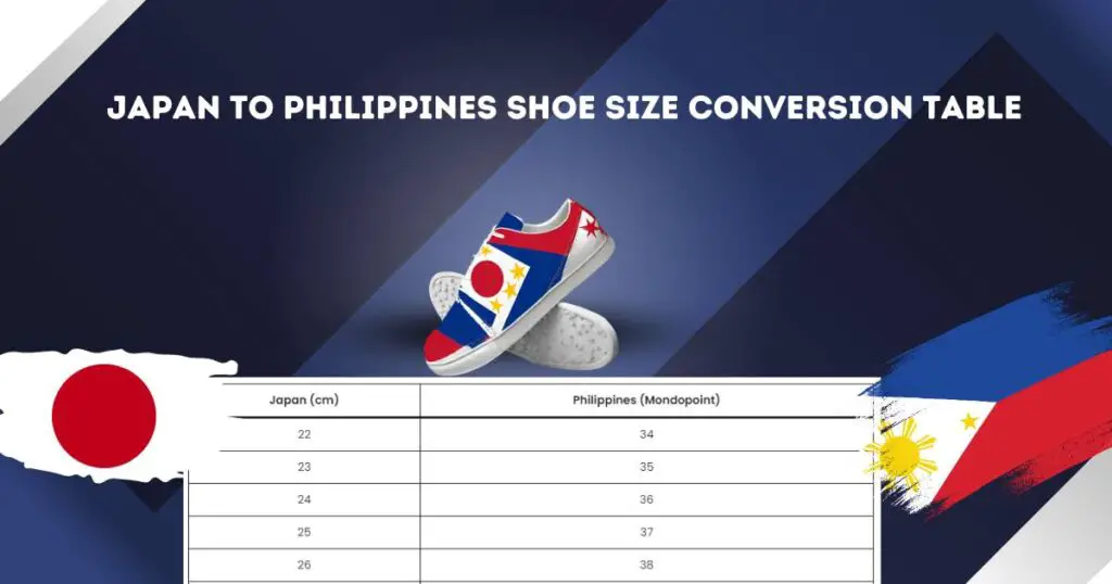 Japan to Philippines Shoe Size Conversion Table