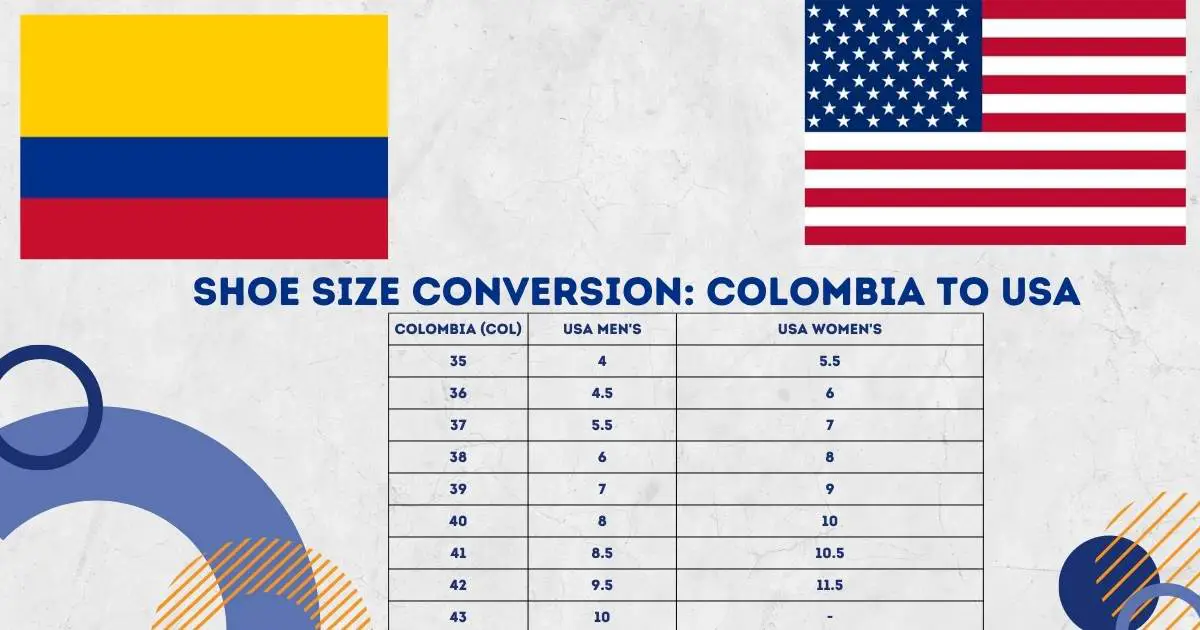 Shoe Size Conversion Colombia to USA