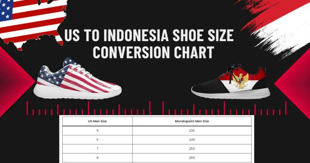 US to Indonesia Shoe Size Conversion Chart