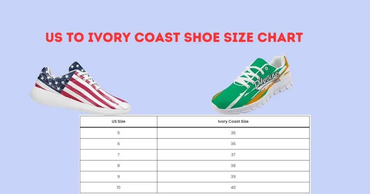 US to Ivory Coast Shoe Size Chart