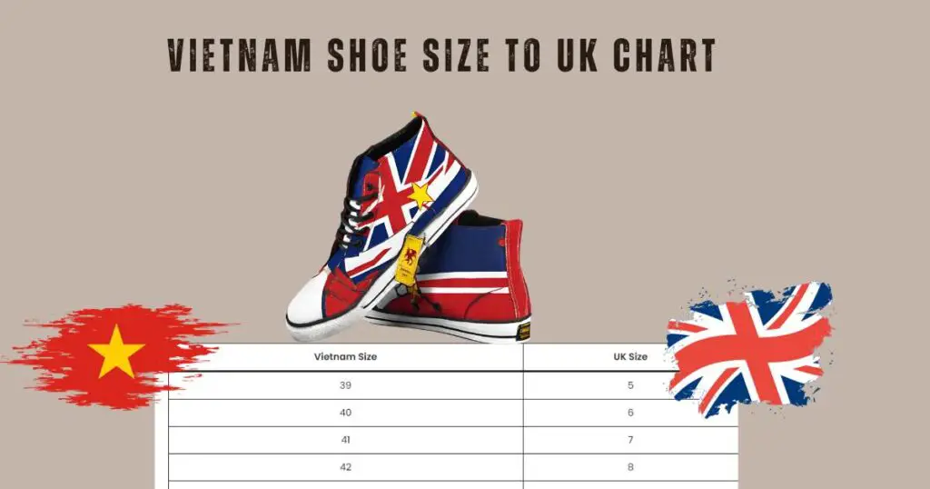 Vietnam Shoe Size to UK Chart