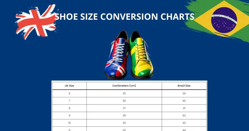 UK to Brazil Shoe Size Conversion chart