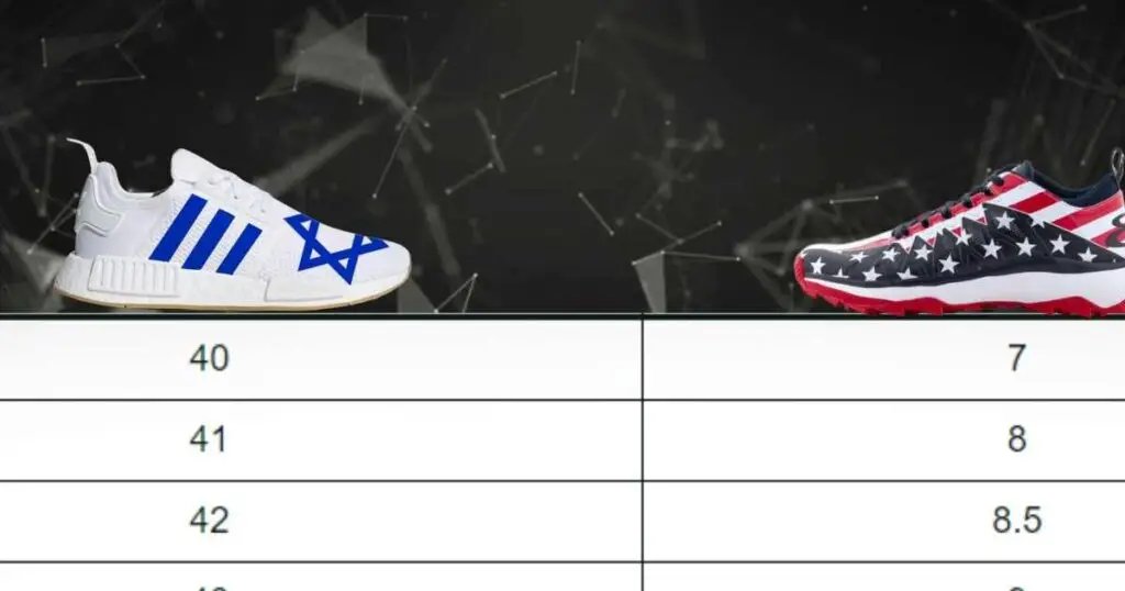 Israel Shoe Size to US Conversion chart