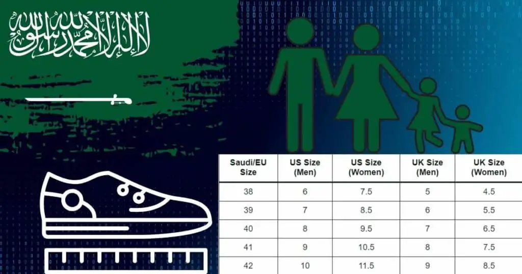 Saudi Arabia Shoe Size Conversion Charts For Men, Women, And Children