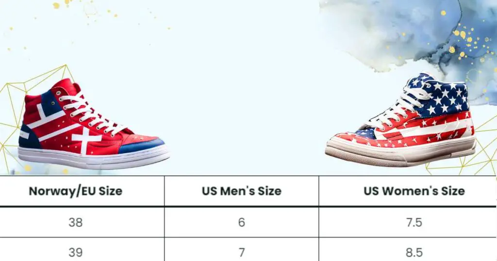 Norway Shoe Size to US Conversion chart