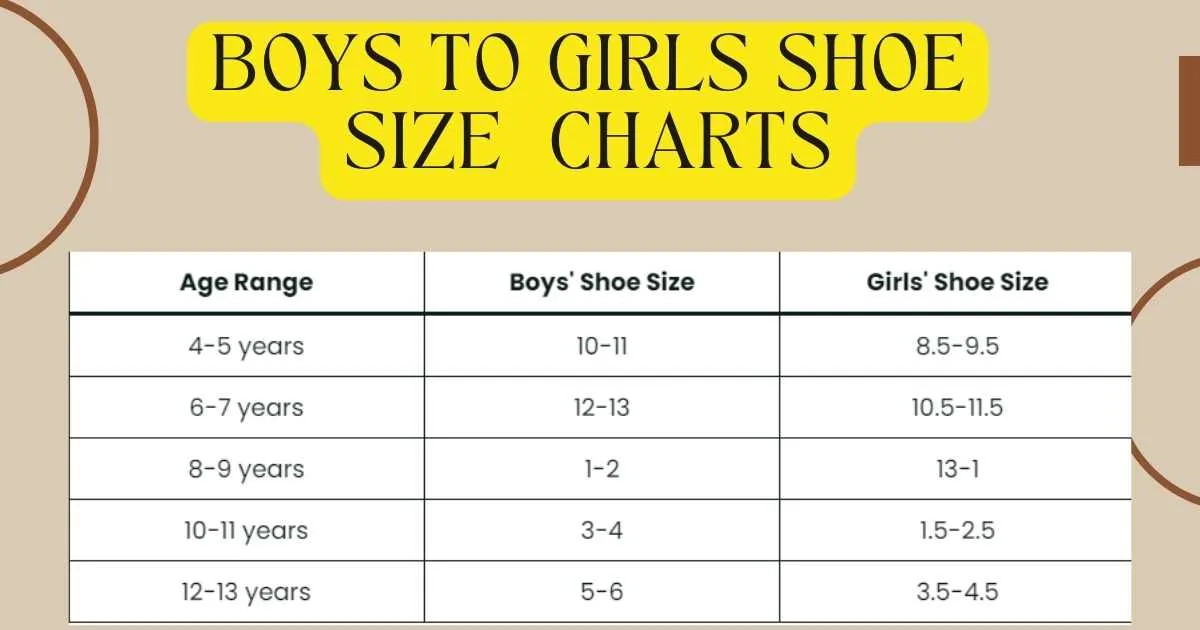Boys to Girls Shoe Size charts