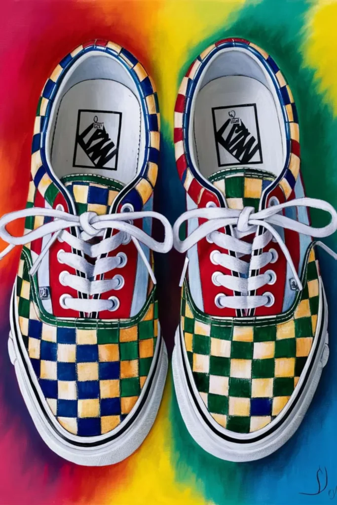 Checkered Vans Shoe Painting Ideas