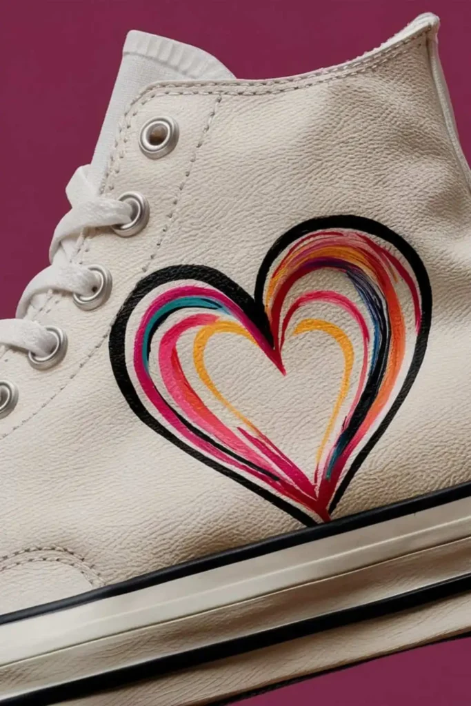 Heart-Themed Shoe Painting Ideas