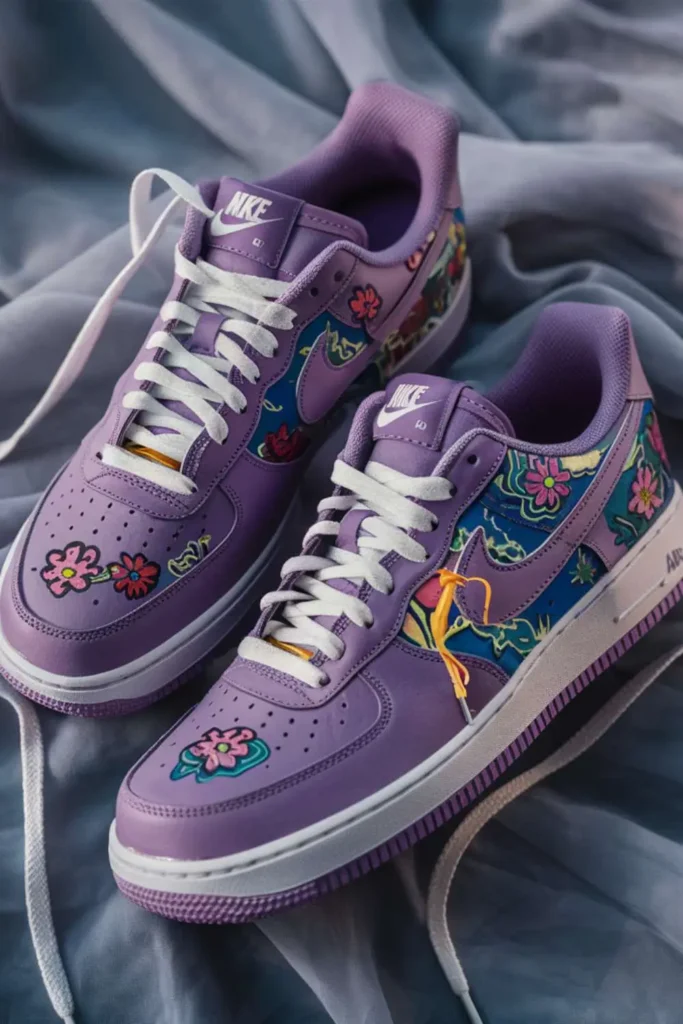 Shoe Painting Ideas for Purple Nike Sneakers