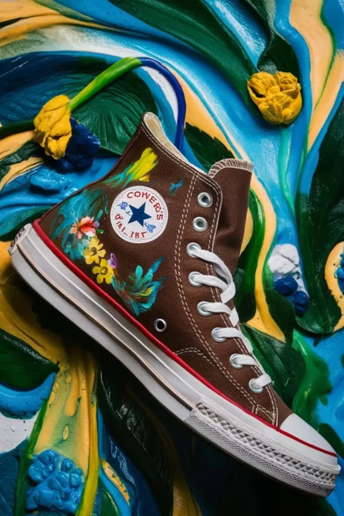 Stylish Shoe Painting Brown Converse