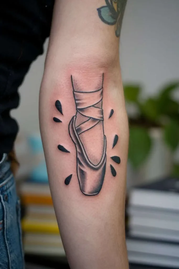 Ballet Slipper Tattoo with Pointe Shoes