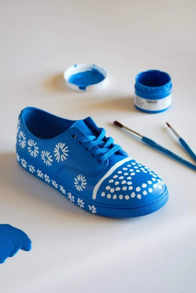 DIY Blue Shoe Painting Ideas (3)