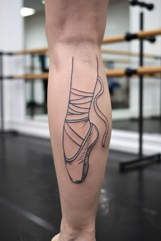 Fine Line Pointe Shoes Tattoo (2)