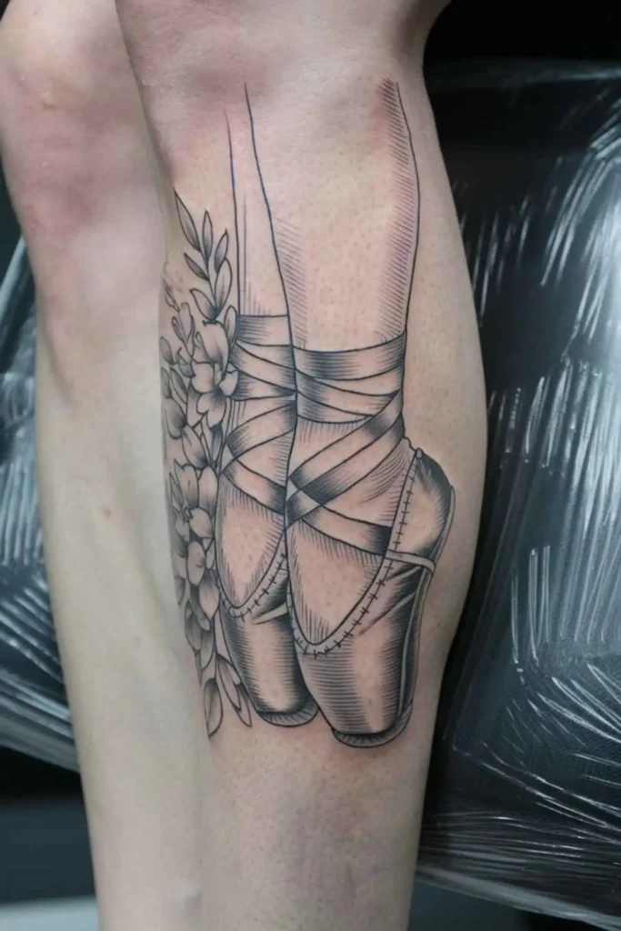 Fine Line Pointe Shoes Tattoo (3)