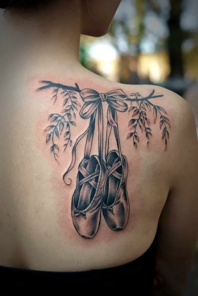 Hanging Pointe Shoes Tattoo (1)