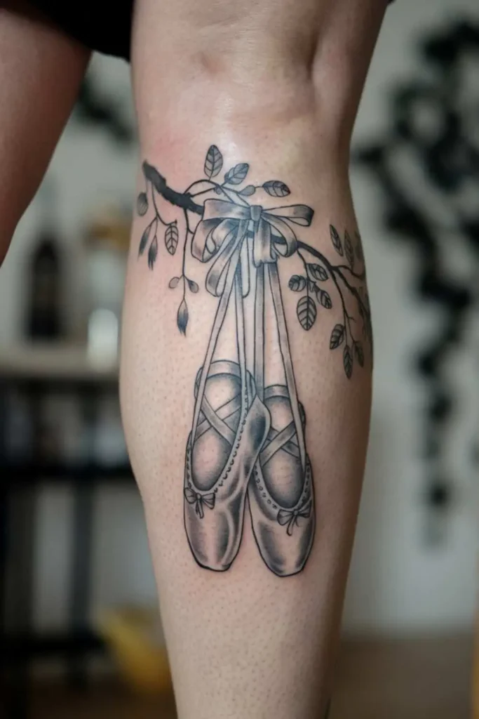 Hanging Pointe Shoes Tattoo (3)