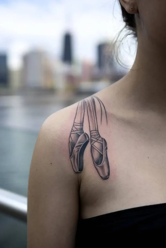 Hanging Pointe Shoes Tattoo