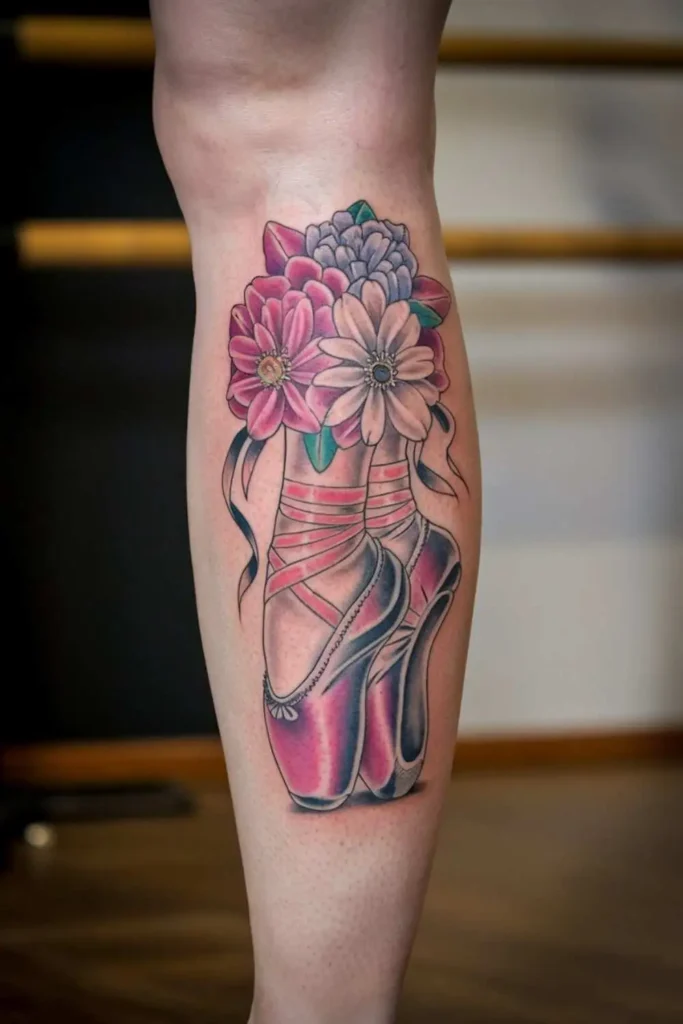 Pointe Shoes with Flowers Tattoo (3)