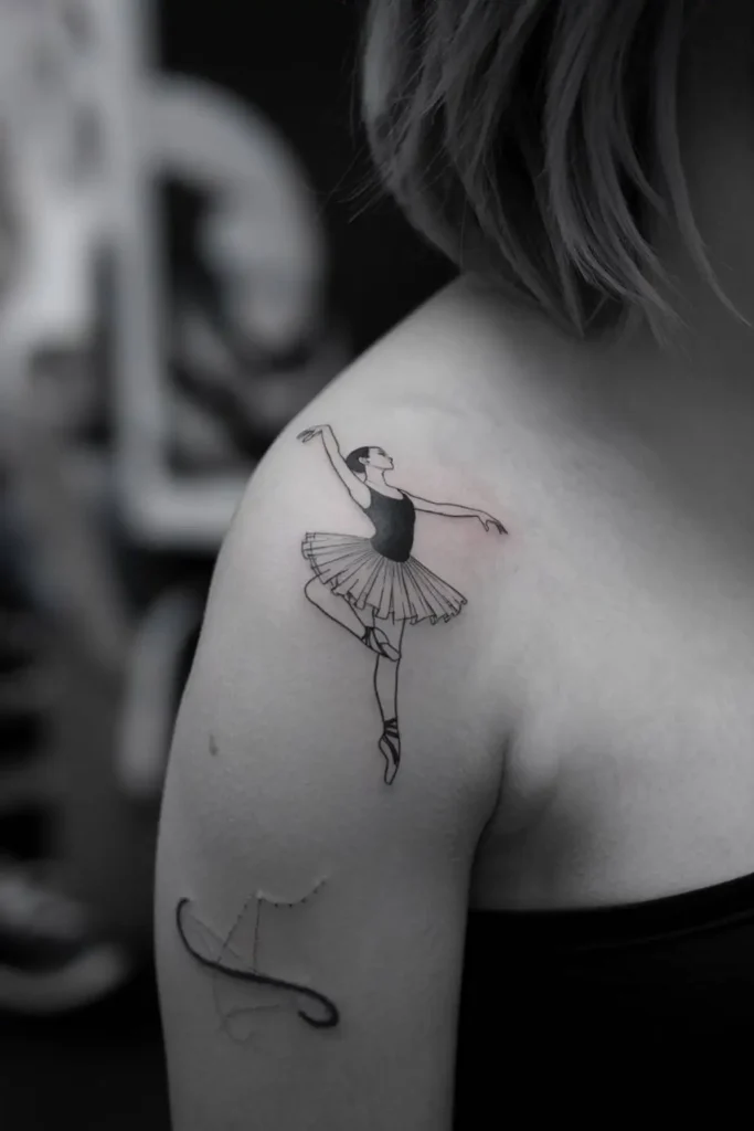 Small Ballet Tattoo with Pointe Shoe (3)