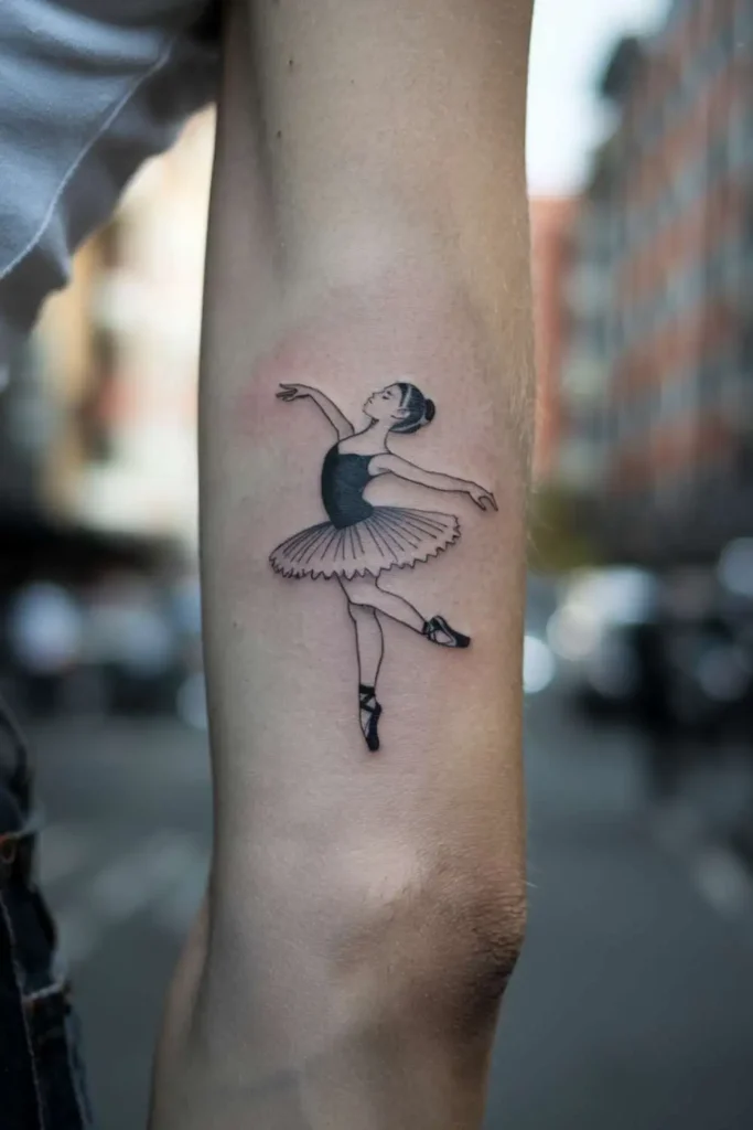 Small Ballet Tattoo with Pointe Shoe