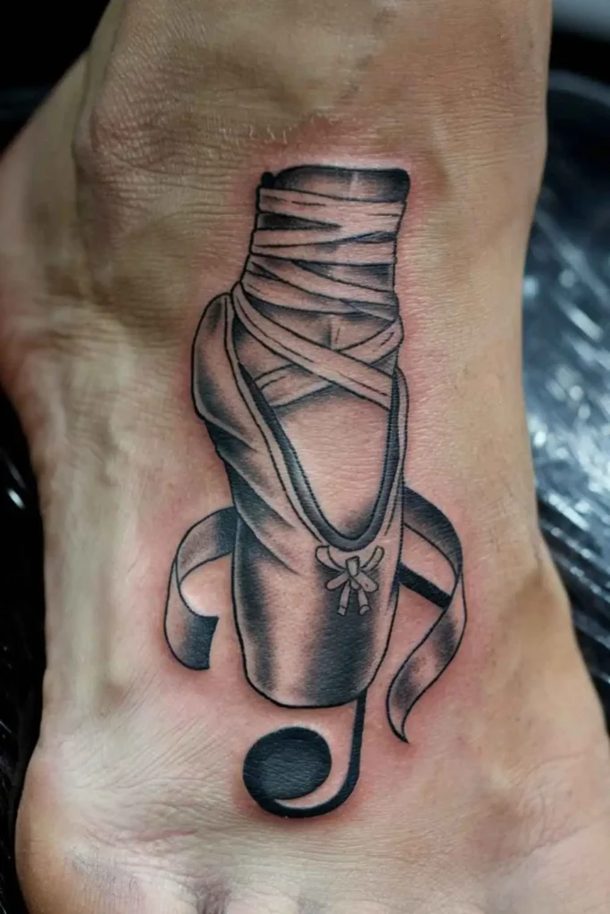 Small Pointe Shoes Tattoo (1)