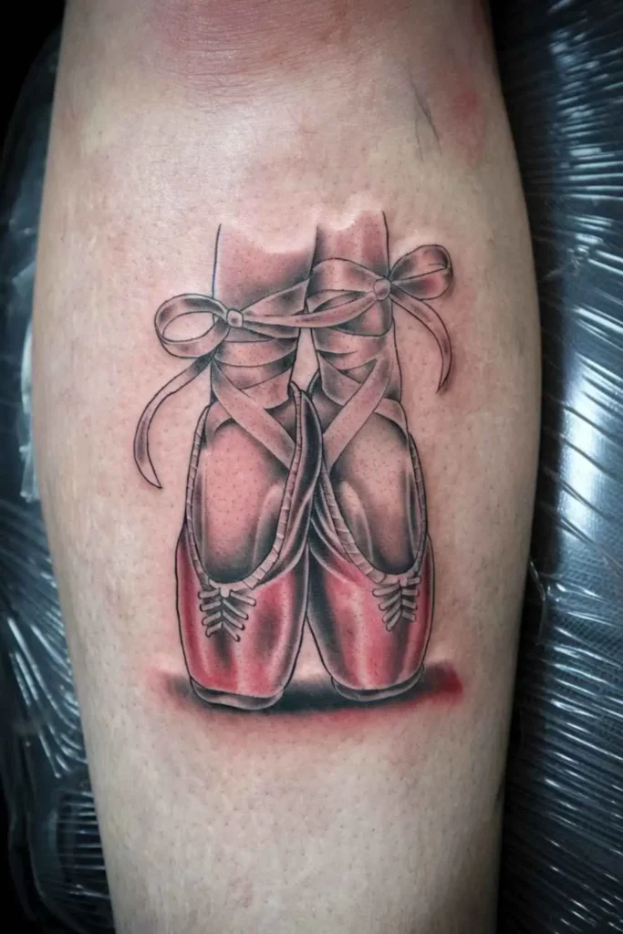 Small Pointe Shoes Tattoo