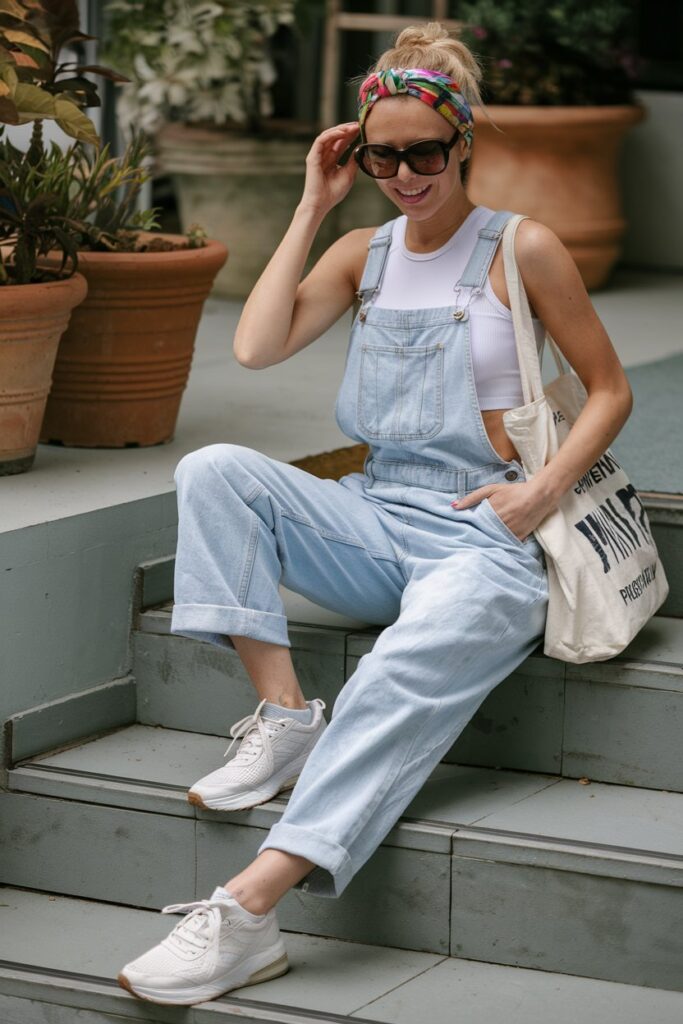 Denim Overalls & Basic Tank