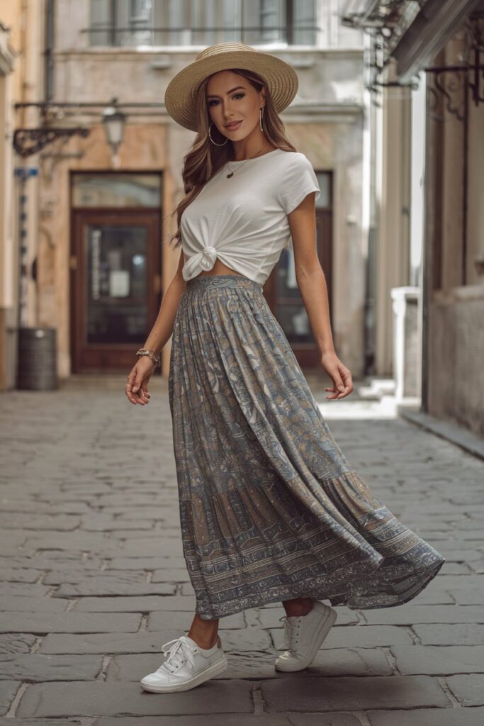 Maxi Skirt & Knotted Tee