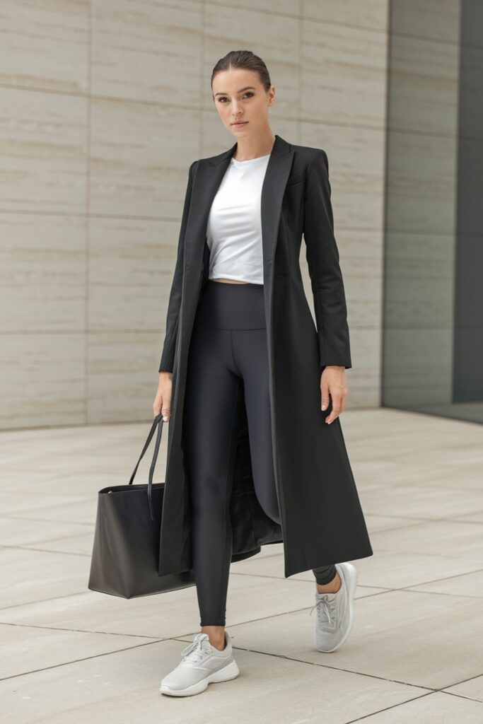  Black Leggings & Longline Coat