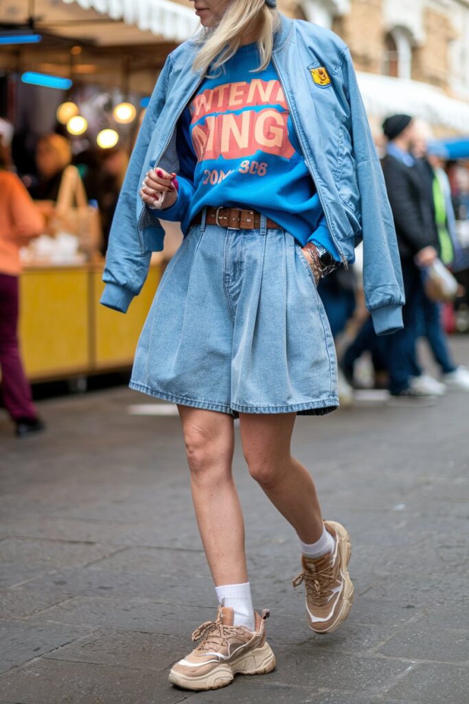 Pleated Shorts & Graphic Sweatshirt