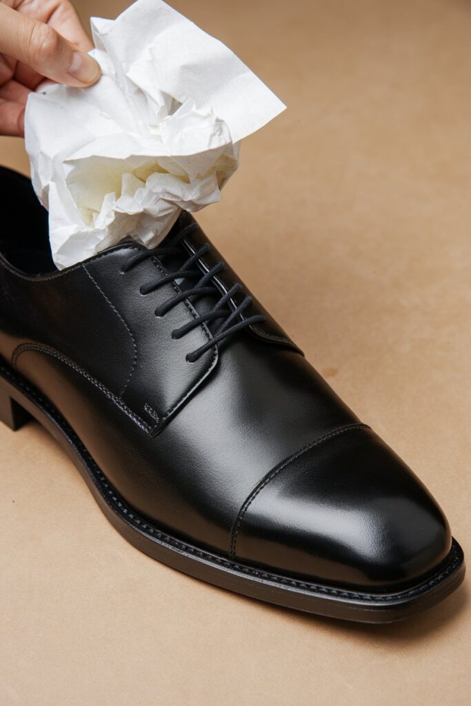 Stuffing the shoe with soft materials is a temporary but effective way to fill extra space.