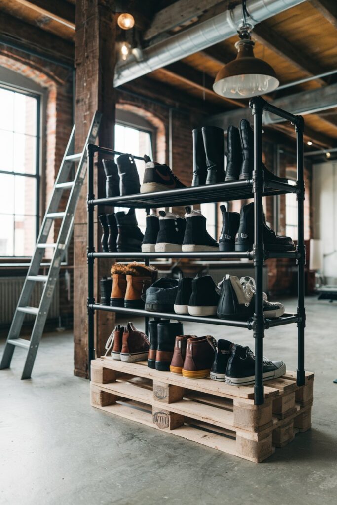 Industrial Pallet Shoe Rack