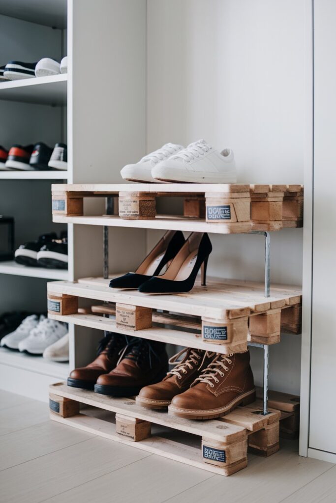 Multi-Level Pallet Shoe Stand