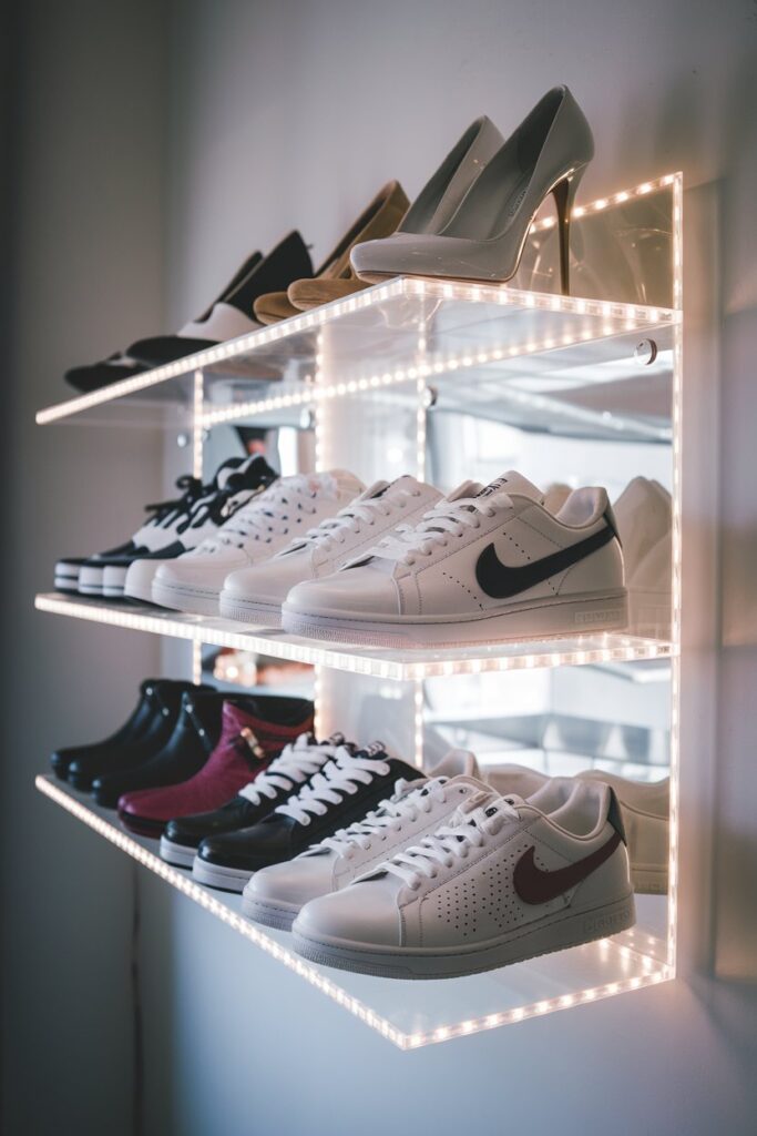 Mounted Acrylic Shoe Shelves