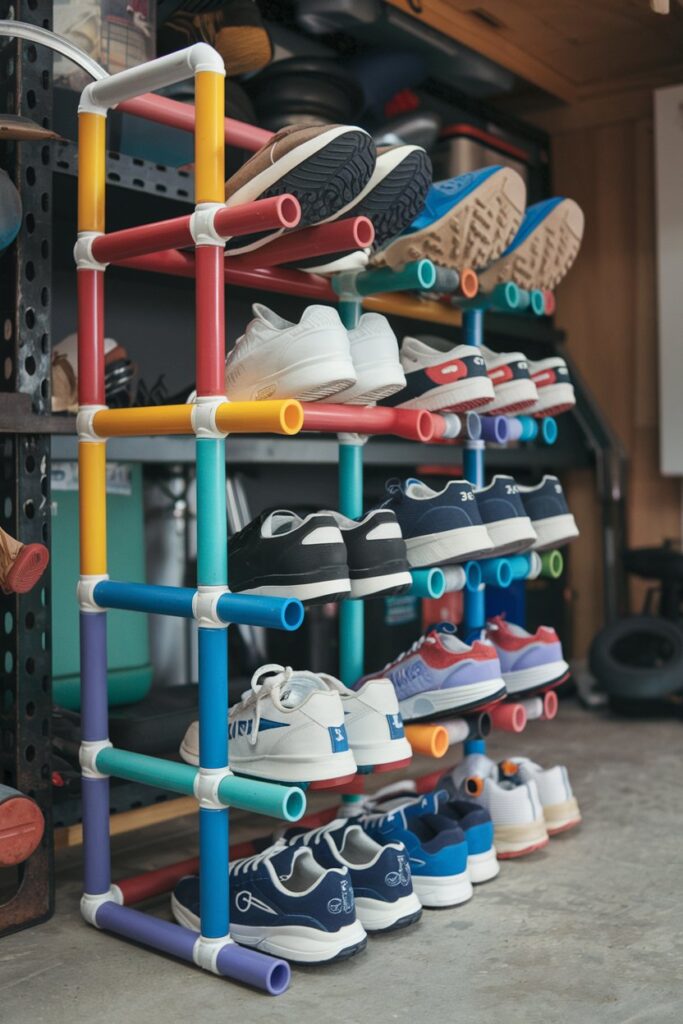 Shoe Rack with PVC Pipes