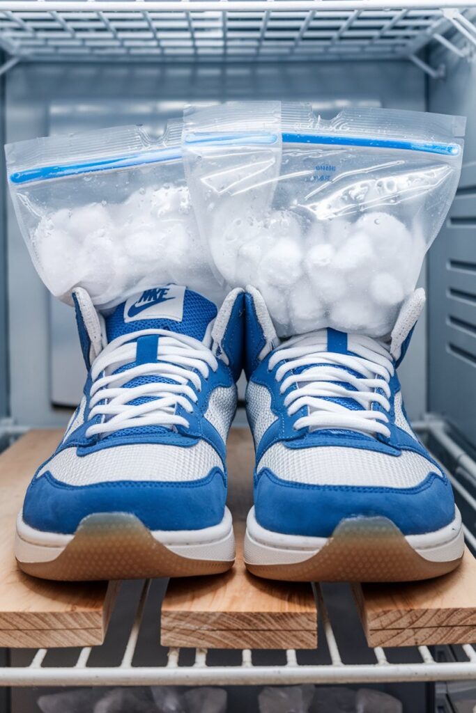 Freeze Shoes with Water for Natural Expansion