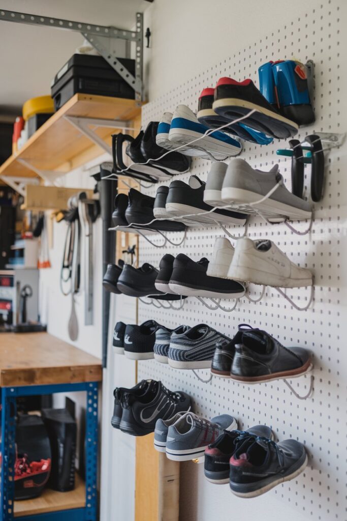 Pegboard Shoe Storage