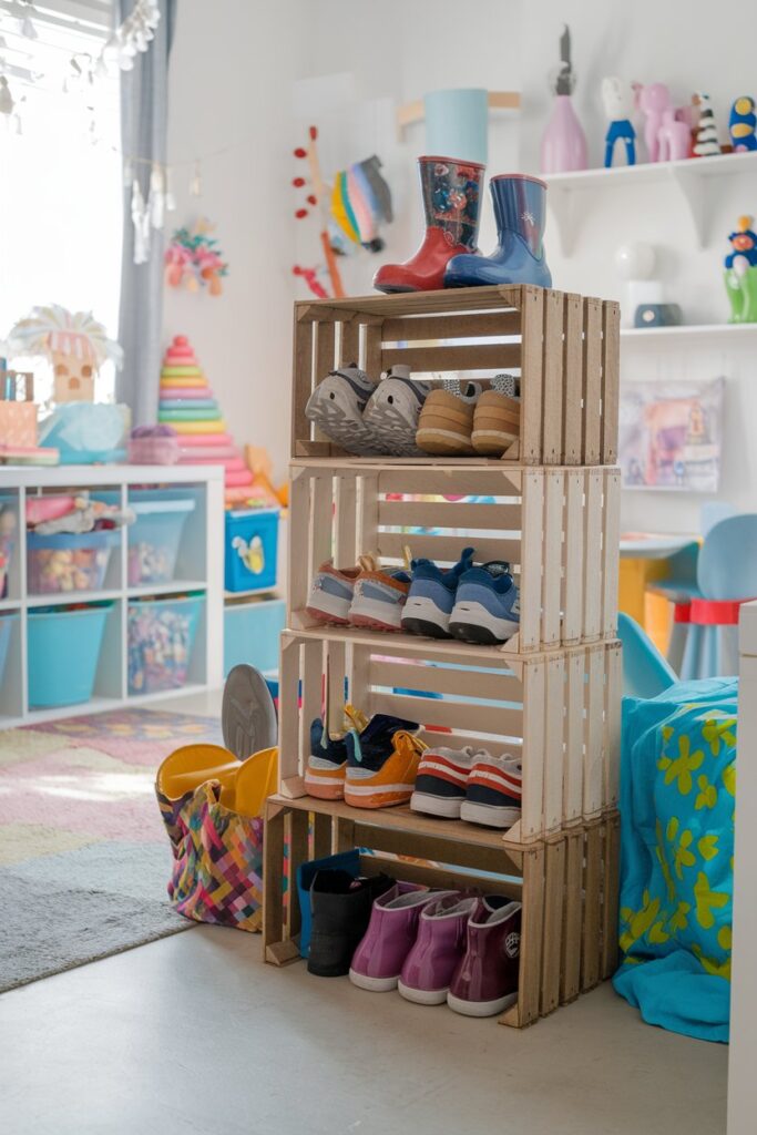 Repurposed Wooden Crate Storage