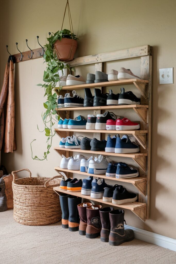 Wall-Mounted Pallet Shoe Rack