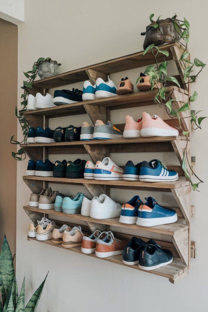 Floating Pallet Shoe Shelves