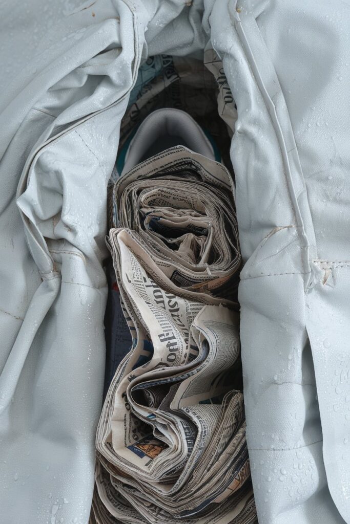 Stuff Shoes with Wet Newspaper for Gentle Stretching