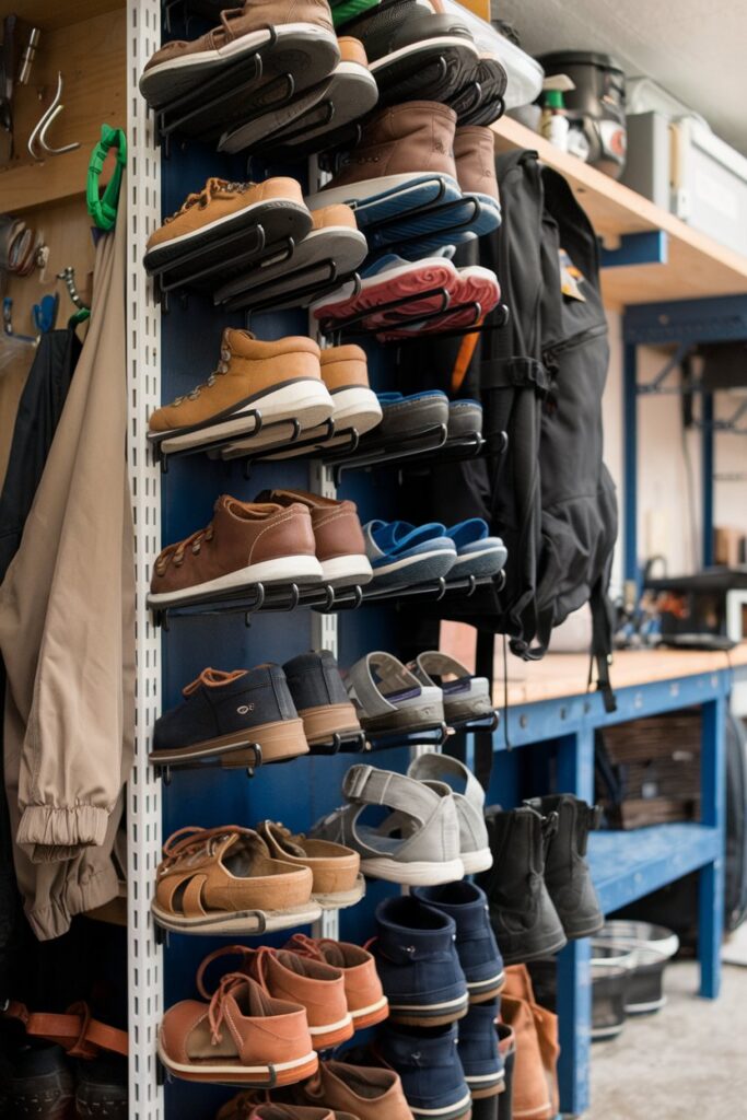 Vertical Shoe Rack with Hooks