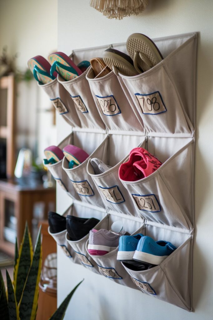 Hanging Shoe Pockets on a Board