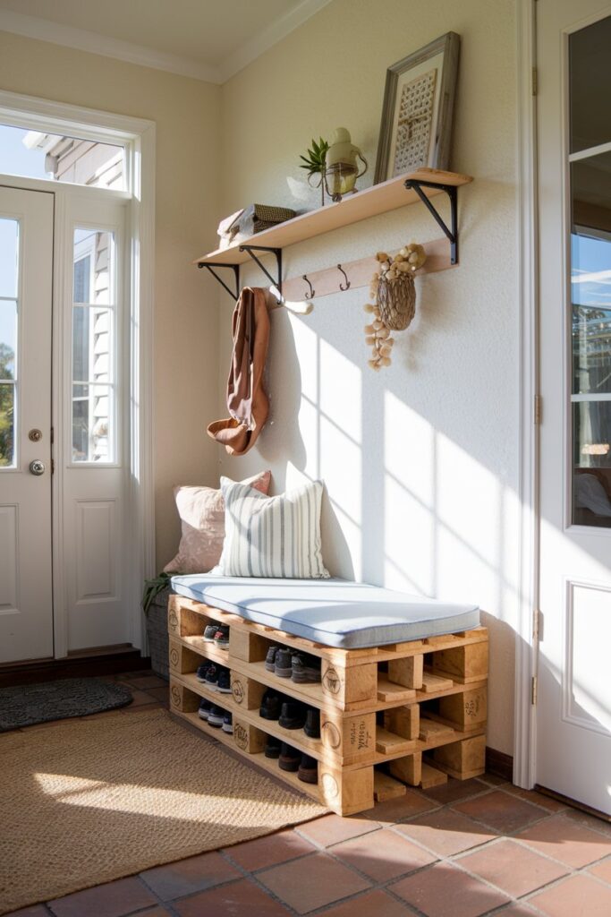 Pallet Shoe Rack with Storage Bench