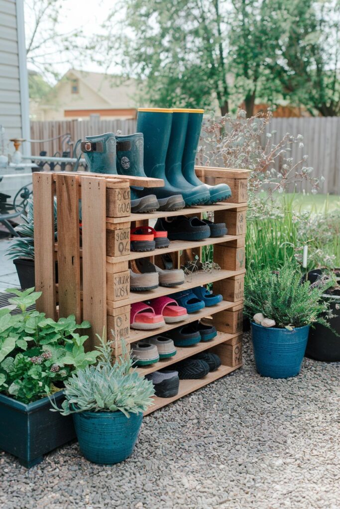 Outdoor Pallet Shoe Storage