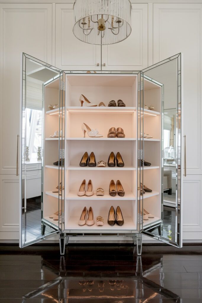 Mirrored Shoe Cabinet