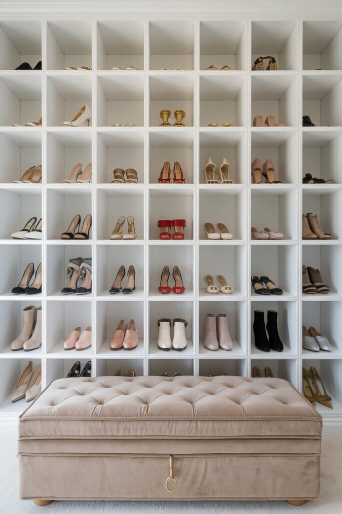 Shoe Cubby Wall with Built-In Seating