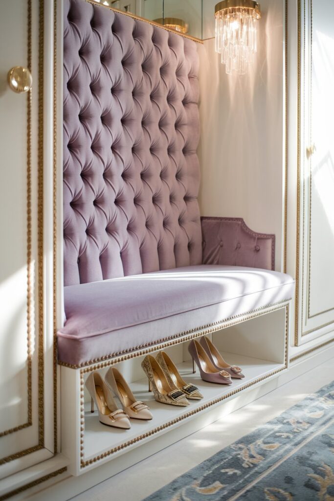 Elegant Tufted Bench Shoe Rack